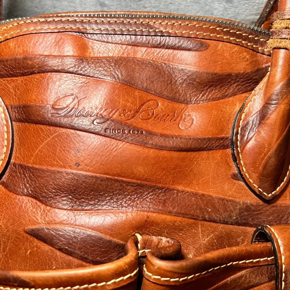 Dooney Bourke Leather Zebra Embossed Satchel Brown Shoulder Bag Large 90's - Picture 4 of 16